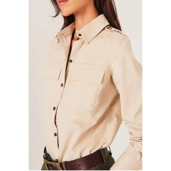 Ba&sh Chemise Oasis Shirt Beige Size 1/ Small/ US 4 - Picture 2 of 8